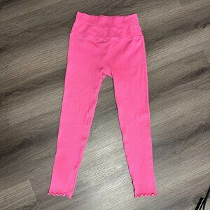 nux ribbed high waisted leggings pink
